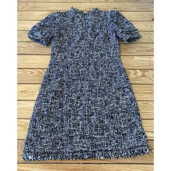 NWT Goop Fringed Detail Wool Tweed Dress Size 6 Women’s Black - Picture 2 of 8
